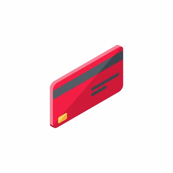 Kreditní Karta Červené Pravé Zobrazení Bílé Pozadí Ikona Vektor Izometrické — Stockový vektor