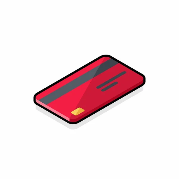 Cartão Crédito Vista Direita Vermelha Black Stroke Shadow Ícone Vetor — Vetor de Stock