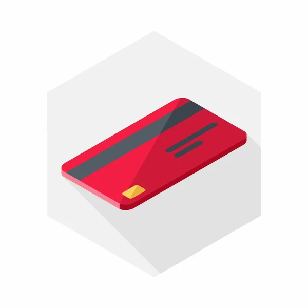 Cartão Crédito Vermelho Direito Ver Ícone Vetor Isométrico — Vetor de Stock
