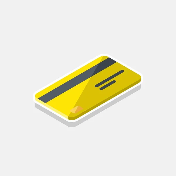 Πιστωτική Κάρτα Κίτρινη Δεξιά Άποψη White Stroke Shadow Icon Vector — Διανυσματικό Αρχείο