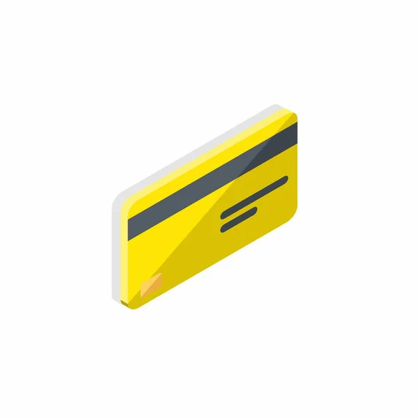 Credit Card Yellow Right View Shadow Icon Vector Isometric — Stock Vector