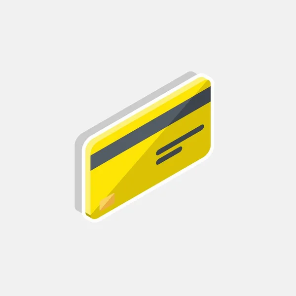 Kreditní Karta Žlutý Pravý Pohled Ikona White Stroke Shadow Vektor — Stockový vektor