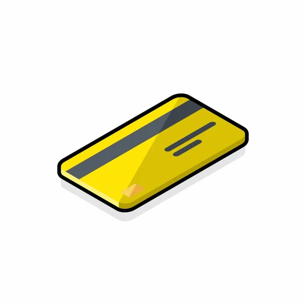 Cartão Crédito Vista Direita Amarela Black Stroke Shadow Icon Vector — Vetor de Stock