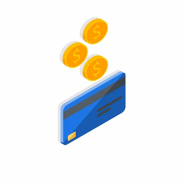 Trésorerie Obtenir Une Carte Bancaire Bleu Vue Droite Ombre Icône — Image vectorielle