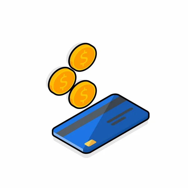 Trésorerie Obtenir Une Carte Bancaire Bleu Vue Droite Avc Noir — Image vectorielle