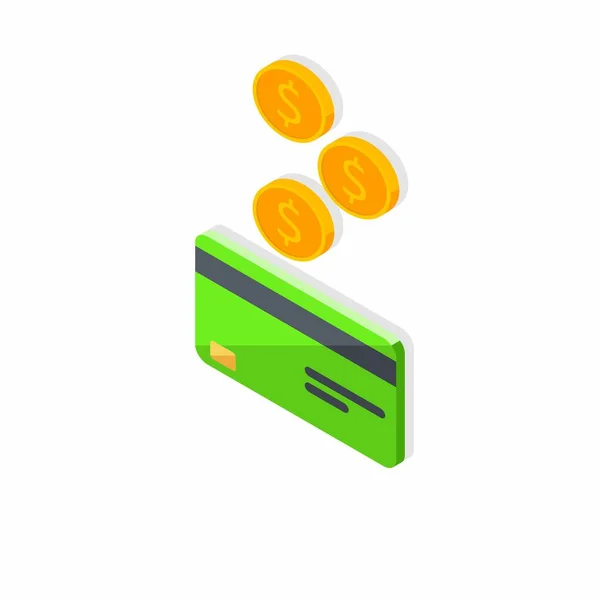 Cash Krijgt Een Bankkaart Groen Links Zicht Shadow Icon Vector — Stockvector