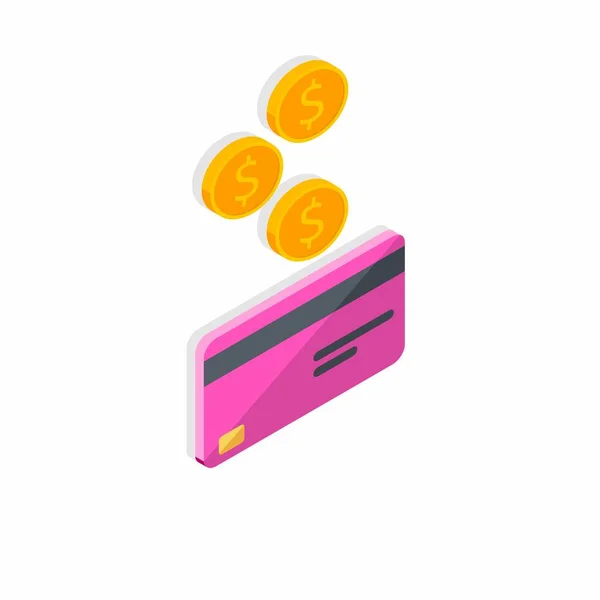 Cash Krijgt Een Bankkaart Roze Rechts Shadow Icon Vector Isometric — Stockvector