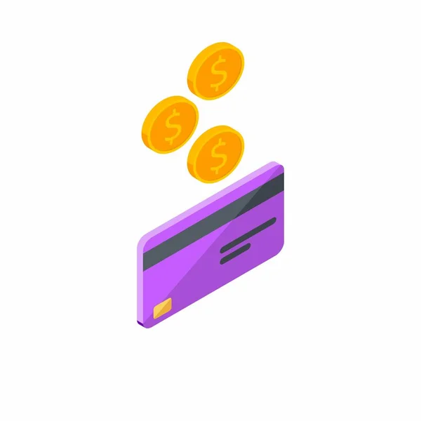 Trésorerie Obtenir Une Carte Bancaire Violet Vue Droite Icône Fond — Image vectorielle