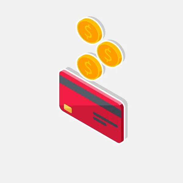 Trésorerie Obtenir Une Carte Bancaire Rouge Vue Gauche Avc Blanc — Image vectorielle