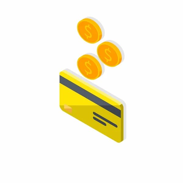 Dinheiro Obter Cartão Banco Amarelo Visão Esquerda Ícone Sombra Vetor —  Vetores de Stock