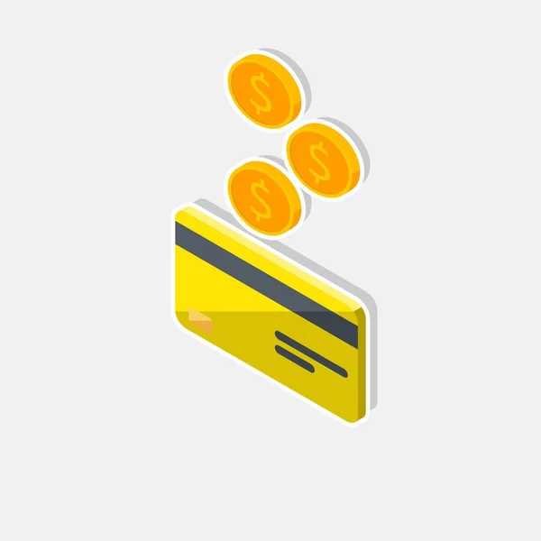 Hotovost Získat Bankovní Kartu Žlutý Levý Pohled White Stroke Stín — Stockový vektor