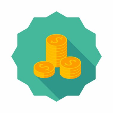 Altın sikkeler yığın ikon vektörü izometrik.