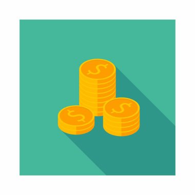 Altın sikkeler yığın ikon vektörü izometrik.