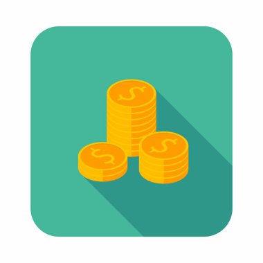 Altın sikkeler yığın ikon vektörü izometrik.