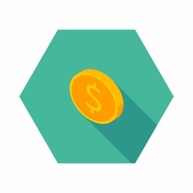 Altın sikke sol görünüm ikon vektörü izometrik.