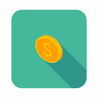 Altın sikke sol görünüm ikon vektörü izometrik.