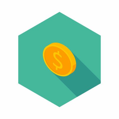 Altın sikke sol görünüm ikon vektörü izometrik.