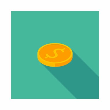 Altın sikke sol görünüm ikon vektörü izometrik.