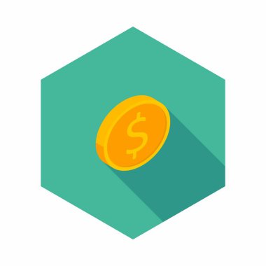 Altın sikke sağ görünüm ikon vektörü izometrik.