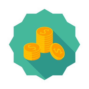 Altın sikkeler yığın ikon vektörü izometrik.