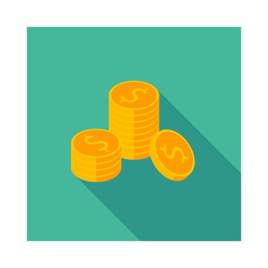 Altın sikkeler yığın ikon vektörü izometrik.