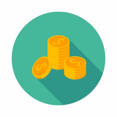 Altın sikkeler yığın ikon vektörü izometrik.