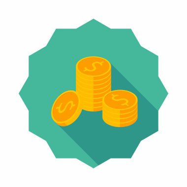 Altın sikkeler yığın ikon vektörü izometrik.