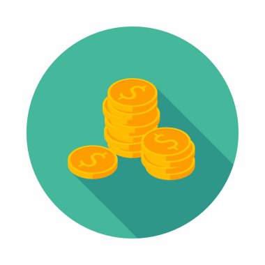 Altın sikkeler yığın ikon vektörü izometrik.