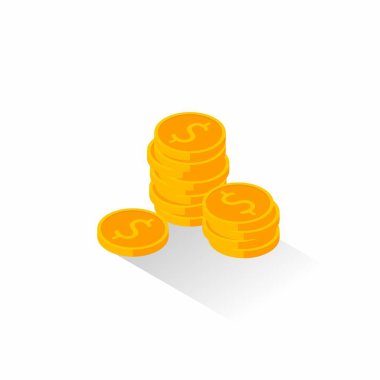 Altın sikkeler Gölge ikon vektörü izometrik yığın.