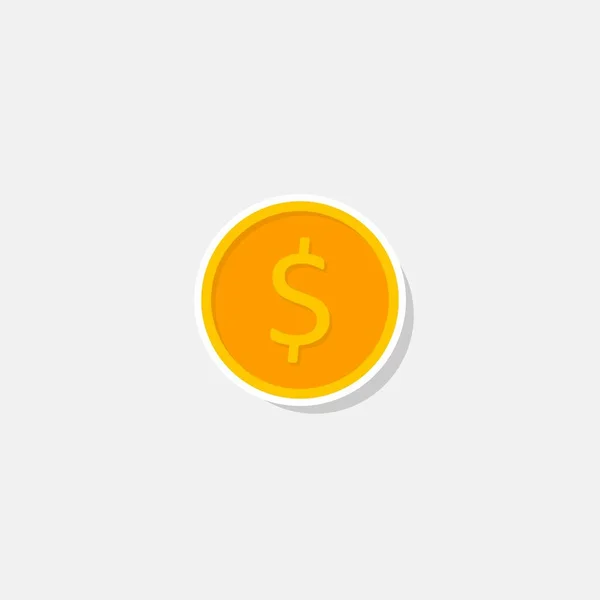 Moneda Oro White Stroke Shadow Vector Icono Aislado — Vector de stock