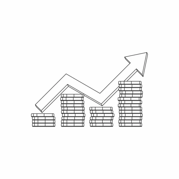 Goldmünzen Verteuern Sich Ein Blaues Diagramm Black Outline Icon Vektor — Stockvektor