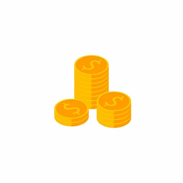 Goldmünzen Stapeln Weißen Hintergrund Symbol Vektor Isometrischen — Stockvektor