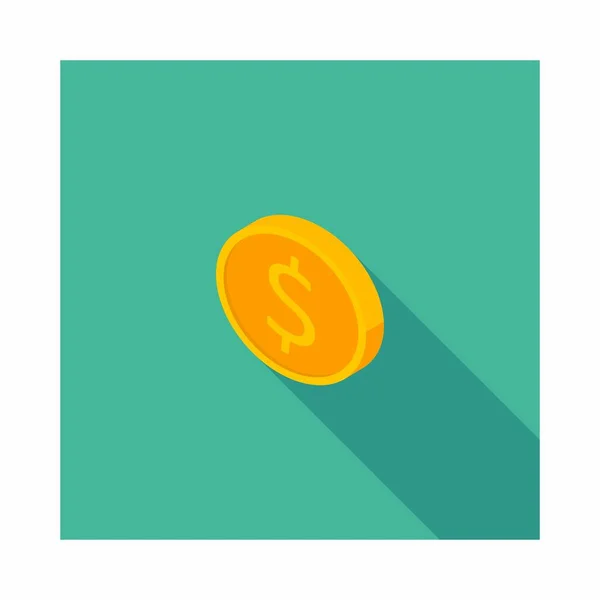 Gold coin left view icon vector isometric.