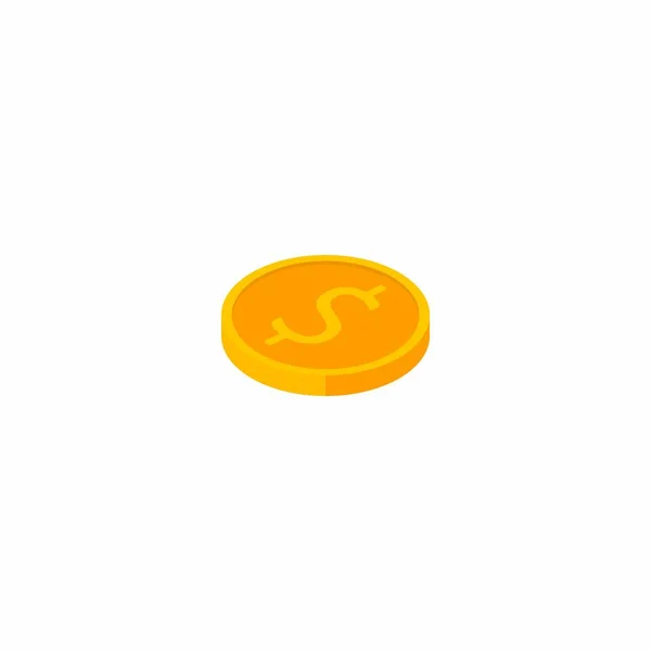 Zlatá Mince Levý Pohled Bílé Pozadí Ikona Vektor Izometrický — Stockový vektor