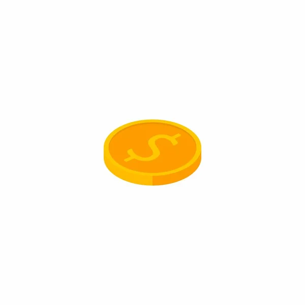 Moneda Oro Vista Izquierda Icono Fondo Blanco Vector Isométrico — Vector de stock