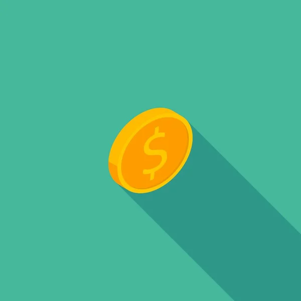 Gold Coin Right View Icon Vector Isometric — 스톡 벡터