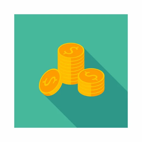 Золоті Монети Стек Значок Вектор Ізометричний — стоковий вектор