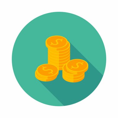 Altın sikkeler yığın ikon vektörü izometrik.