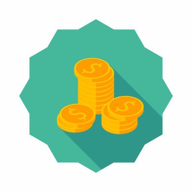 Altın sikkeler yığın ikon vektörü izometrik.