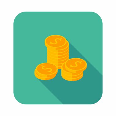 Altın sikkeler yığın ikon vektörü izometrik.