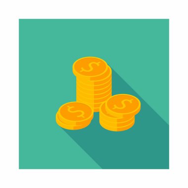 Altın sikkeler yığın ikon vektörü izometrik.