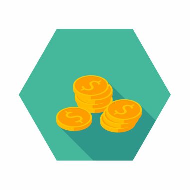 Altın sikkeler yığın ikon vektörü izometrik.