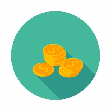 Altın sikkeler yığın ikon vektörü izometrik.