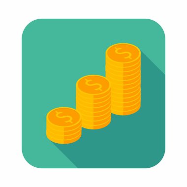 Altın sikkeler yığın ikon vektörü izometrik.