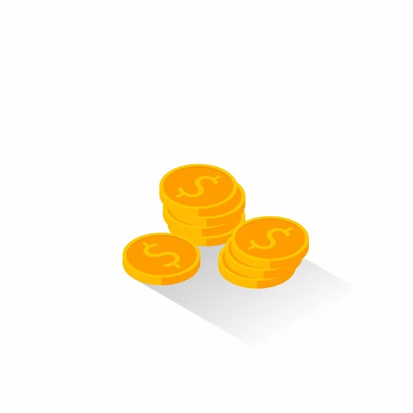 Gold Coins Stack Shadow Icon Vector Isometric — Stock Vector