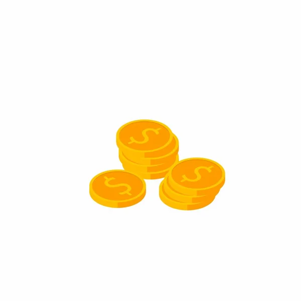 Gold Coins Stack White Background Icon Vector Isometric — Stock Vector