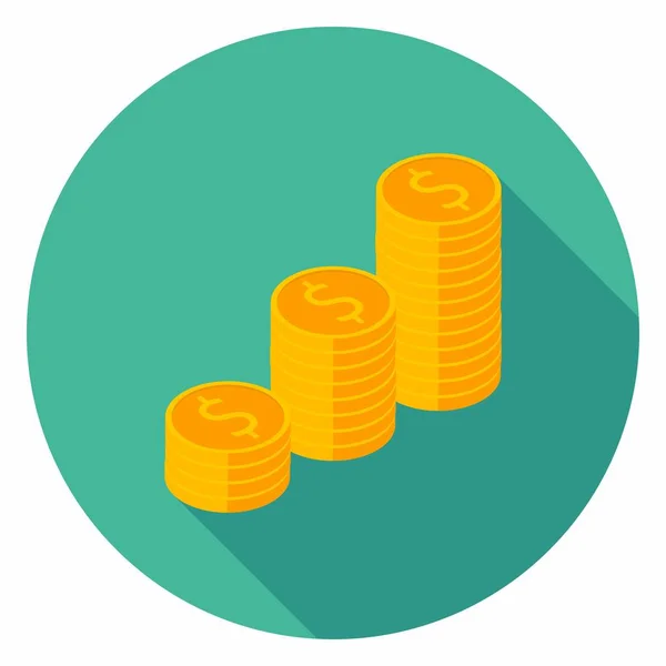 Gold Coins Stack Icon Vector Isometric — Stock Vector