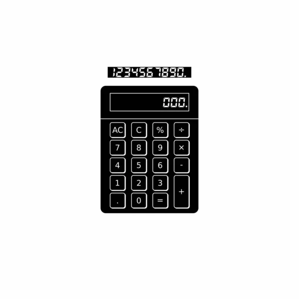 Calculator Digitaal Nummer Wit Overzicht Pictogram Vector Geïsoleerd — Stockvector