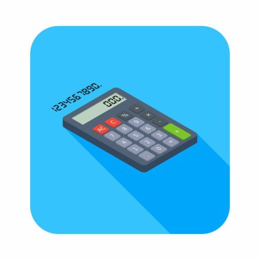 Hesap makinesi ve Dijital numara sağ görünüm ikon vektörü izometrik.