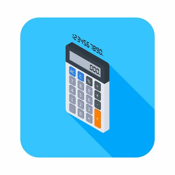 Calculadora Número Digital Vista Izquierda Icono Vector Isométrico — Vector de stock